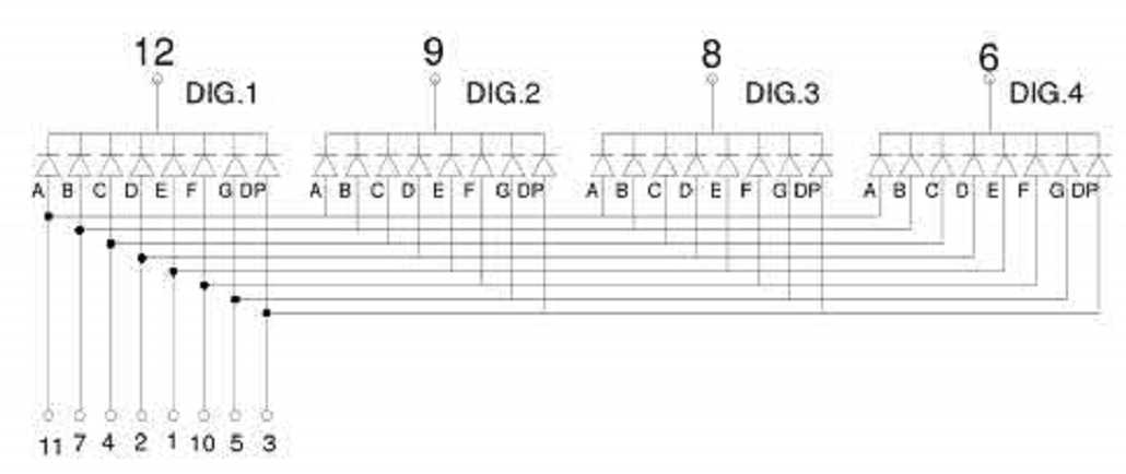 四位數(shù)碼管XE-5461AS電路圖