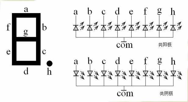 八段led數(shù)碼管顯示器共陰共陽圖